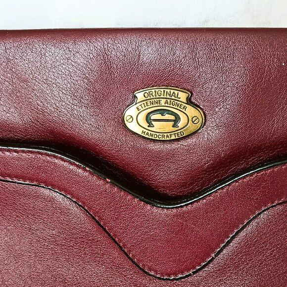 Share Etienne Aigner Leather Crossbody Bag Classic Vintage Oxblood Logo Purse - Picture 5 of 16